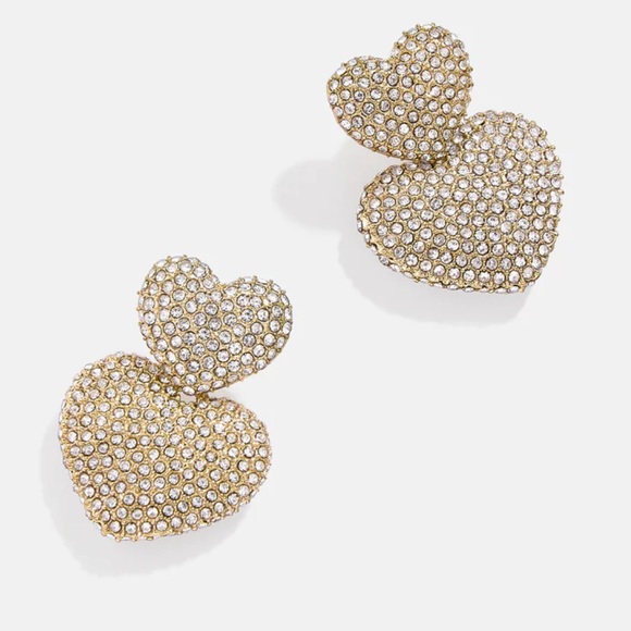 BaubleBar Jewelry - Baublebar Harley Pave Heart Drop Earrings / Heart Earrings / Double Hearts